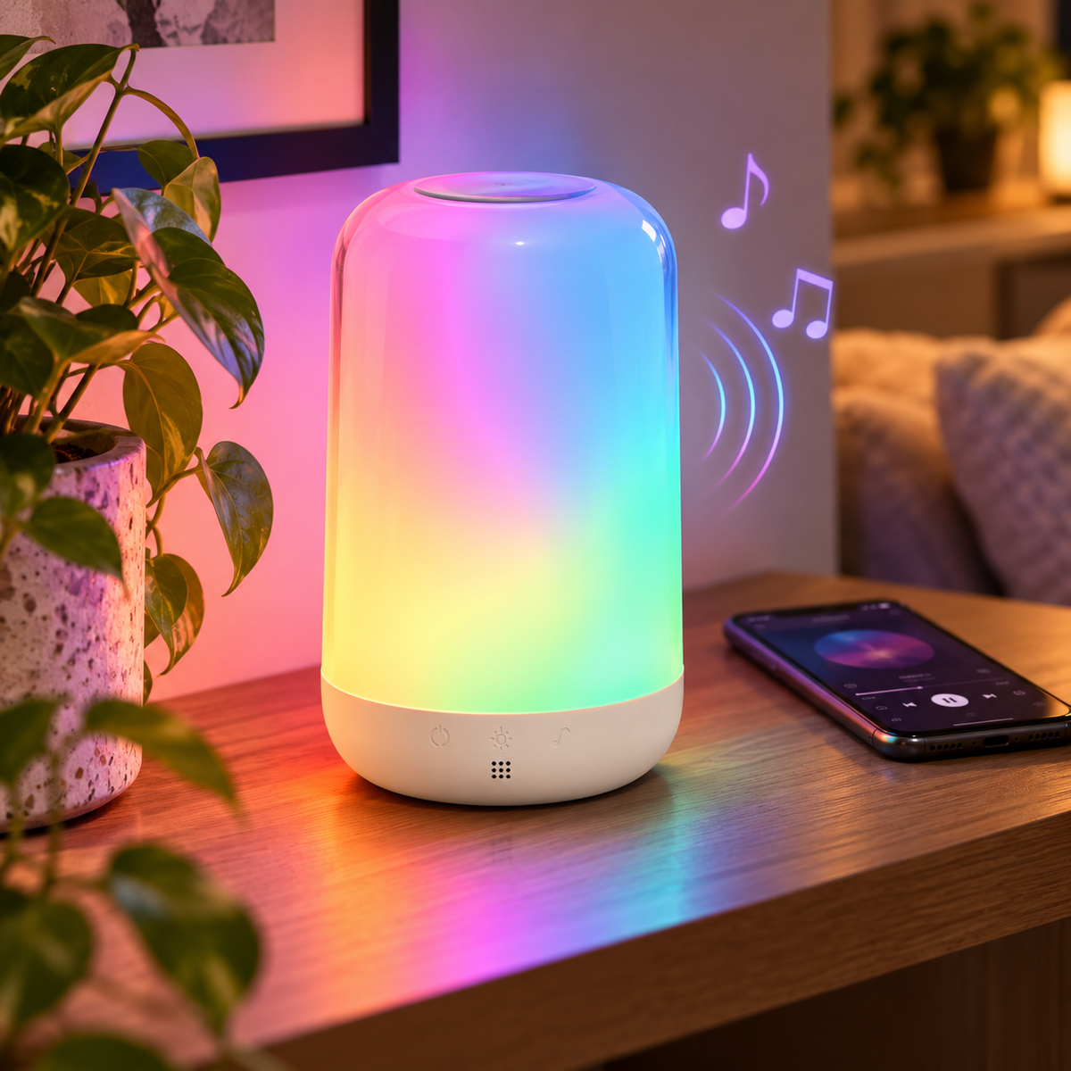 Veioză Moodlight cu funcția Sound to Light în ambient multicolor