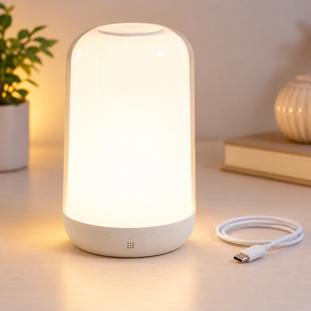 Veioză Moodlight reîncărcabilă prin USB-C, cablul se vinde separat